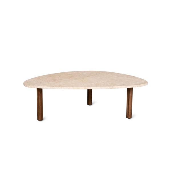 NEW Sunday's - Better Together Coffee Table Small Beige Travertine/Walnut Stained Ash - 32 x 42 x 1