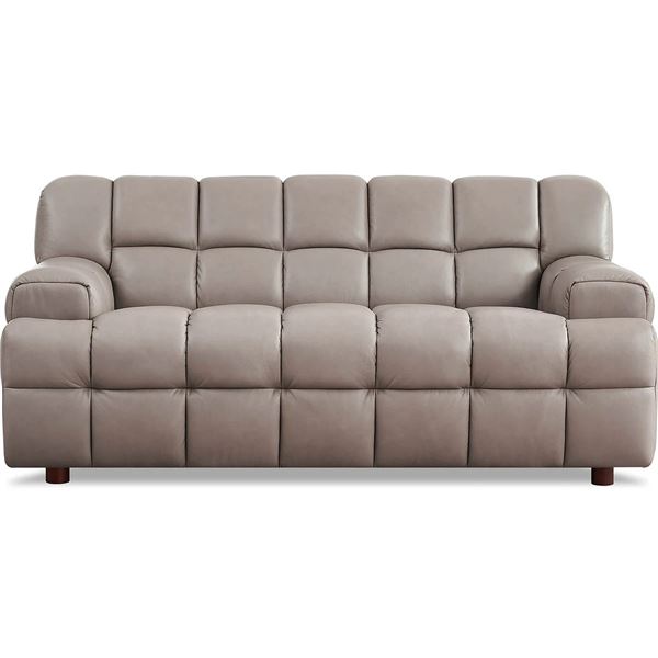 New - Rubix 71.5" Stone Leather Loveseat - Retail Price: $4,159
