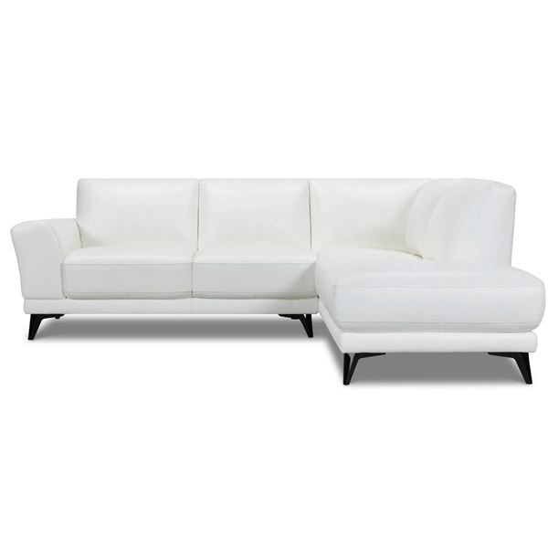 New - 2-Piece Leather Sectional - White, Retail Price: $5,588, H32" x W96" x D35"/80"