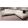 Image 2 : New - 2-Piece Leather Sectional - White, Retail Price: $5,588, H32" x W96" x D35"/80"