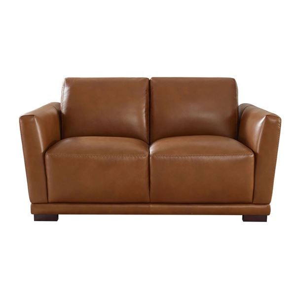 BNIB - Oslo 60" Whiskey Leather Loveseat - Retail Price: $3,769, W60" x D37.5" x H33.5"