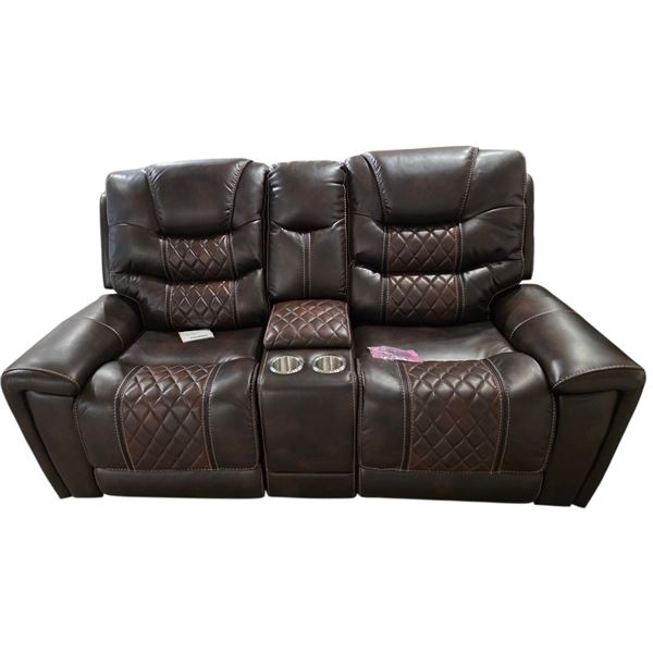 BNIB - Reclining Console Loveseat Grey - Retail Price: $2,989, H43" x W73" x D33"