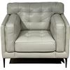 Image 1 : New - Tufted Leather Chair - Light Grey - Retail Price: $2,729 - W38.5" x D34" x H33"