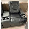 Image 4 : BNIB - Power Reclining Loveseat W/ Power Headrest, Console - Black - Retail Price: $2,989, H42" x W7