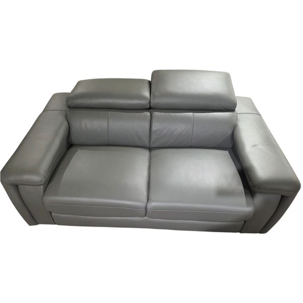 New - Grey PVC Leather Loveseat - Retail Price: $1,688, H23" x W61" x D37"