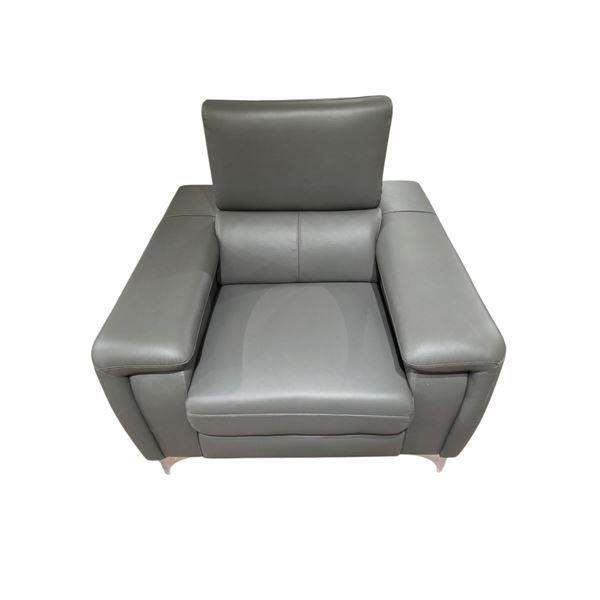 New - Grey PVC Leather Chair - Retail Price: $1,038, H23" x W43" x D37"