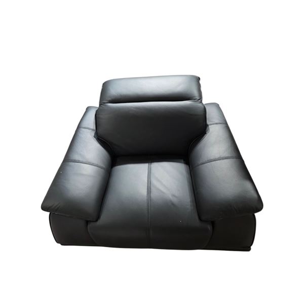 New - Black PVC Leather Chair - Retail Price: $1,168, H23" x W43" x D37"