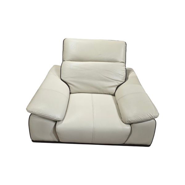 New - Cream PVC Leather Chair - Retail Price: $1,168, H23" x W43" x D37"