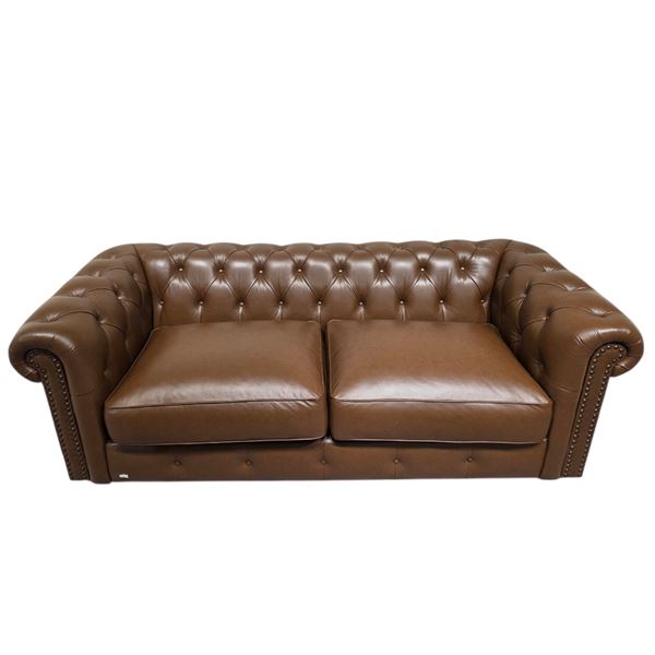 New - Leather Sofa - Fiero Chestnut-Buckingham - Retail Price: $3979
