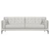Image 1 : New - Tufted Leather Sofa - Light Grey - Retail Price: $4,419 - W94" x D34" x H33"
