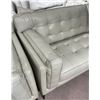 Image 2 : New - Tufted Leather Sofa - Light Grey - Retail Price: $4,419 - W94" x D34" x H33"