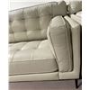 Image 3 : New - Tufted Leather Sofa - Light Grey - Retail Price: $4,419 - W94" x D34" x H33"