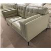 Image 2 : New - Tufted Leather Loveseat - Light Grey - Retail Price: $4,289 - W63" x D34"