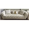 Image 2 : New - Tufted Fabric Sofa - Cream - Retail Price: $2599, H26" x W88" x 33"