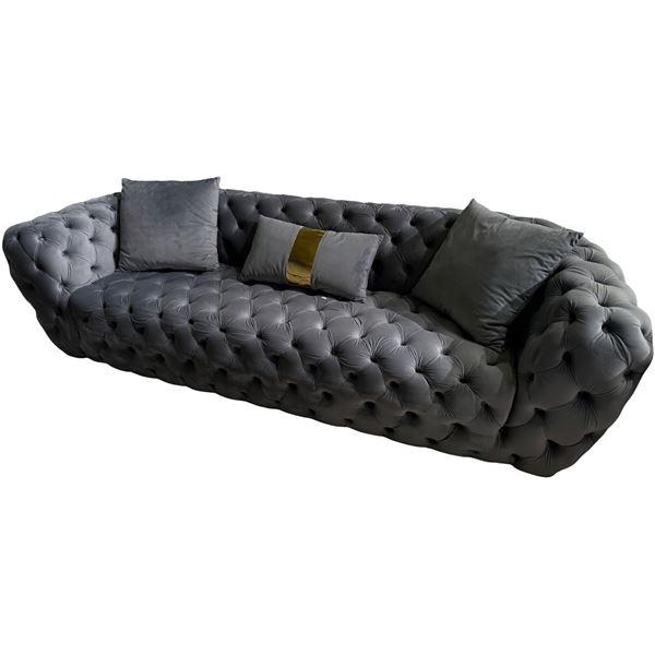 BNIB - Tufted Fabric Sofa - Grey - Retail Price: $2599, H26" x W88" x 33"