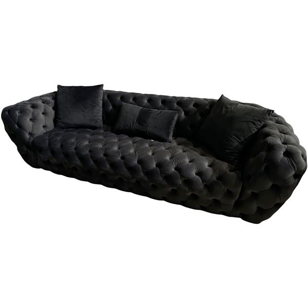 BNIB - Tufted Fabric Sofa - Black - Retail Price: $2599, H26" x W88" x 33"