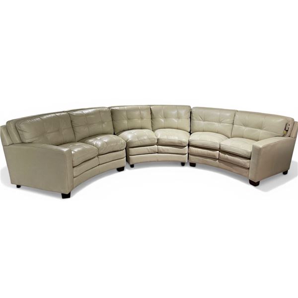 New - 3 Pcs Sectional Leather Beige - Retail Price: $5,849 - Approx. W198" x D37" x H36"