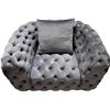 Image 1 : New - Tufted Fabric Chair - Grey - Retail Price: $1299, H26" x W46" x 33"
