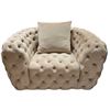 Image 1 : BNIB - Tufted Fabric Chair - Cream - Retail Price: $1299, H26" x W46" x 33"