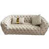 Image 1 : New - Tufted Fabric Loveseat - Cream - Retail Price: $2469, H26" x W74" x 33"