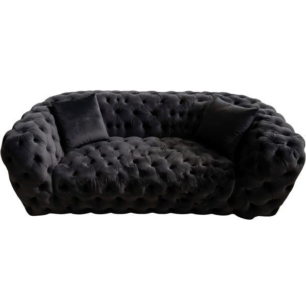 BNIB - Tufted Fabric Loveseat - Black - Retail Price: $2,469, H26" x W74" x 33"