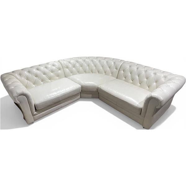 New - 3-Pcs Leather Sectional - White - Retail Price: $5,849, Approx. H30" x W96 x D97"