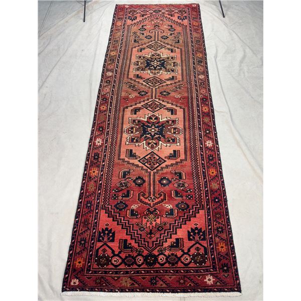 Zanjan - 100% Authentic Hand Knotted Wool Persian Rug - Handmade in Iran - 10.8" x 3.7" ft -