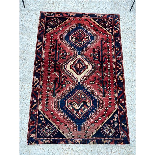 Shiraz - 100% Authentic Hand Knotted Wool Persian Rug - Handmade in Iran - 6.3" x 4 1" ft