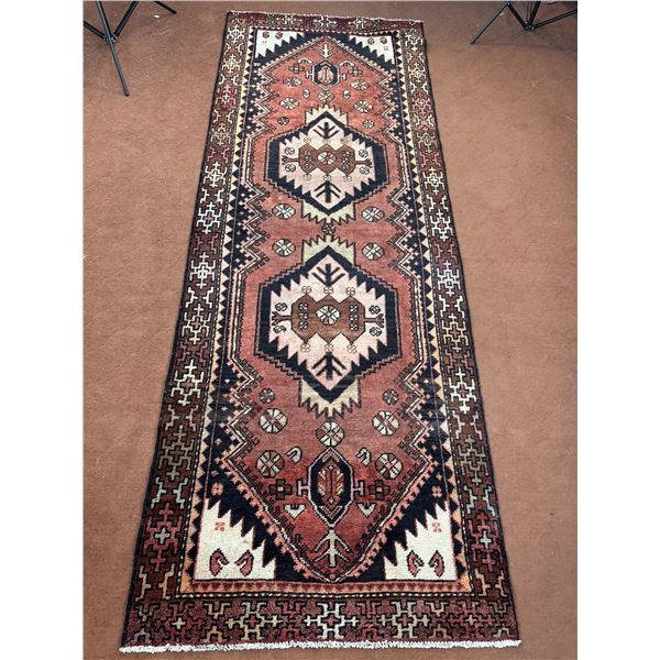 Hamedan - 100% Authentic Hand Knotted Wool Persian Rug - Handmade in Iran - 9.8" x 3.6" ft