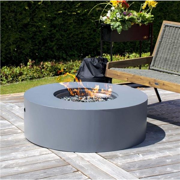 BNIB Paramount Concrete-Look Aluminum Round Fire Table, RV: $1679 CAD (FP-456)