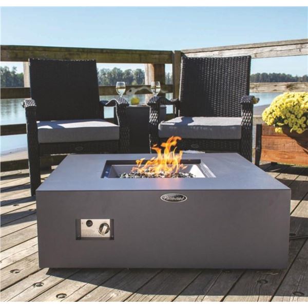 BNIB Paramount Square Aluminum Concrete Look Firepit Table, RV: $1299 CAD (FP-419)