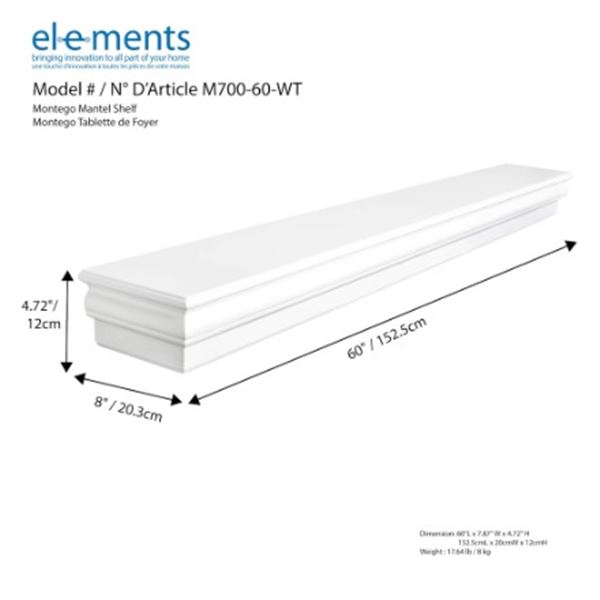 Group of 2 - BNIB Elements Live Edge Mantel Shelf 60", RV: $399 CAD (M916-60)