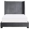 Image 2 : BNIB - Dark Gray Velvet King Bed (1 box) - 83.5 x 90 x 68.5 - Retail Price: $1,179.99 - VF-1547K-1EK