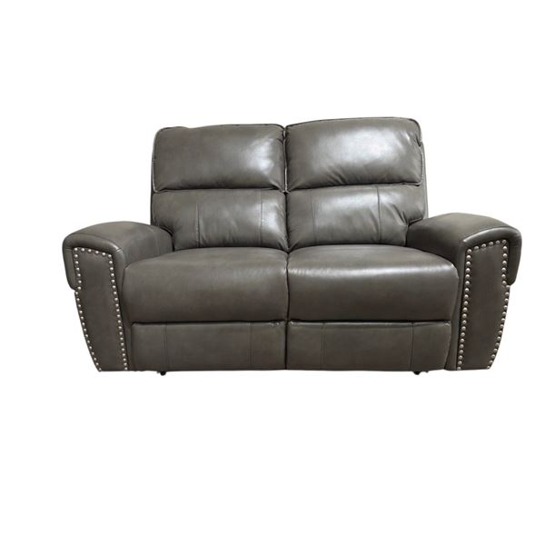New - Pwr Motion Loveseat Gry Lther Air/Nailhd - - Retail Price: $0.00 - VF-99231P-GRY-2