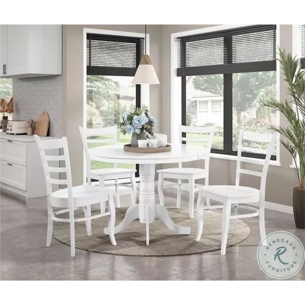 BNIB - Shelby - 5 Piece Dining Room Set (Table & 4 Side Chairs) - White - 39 x 39 x 29 / 20 x 19 x 3
