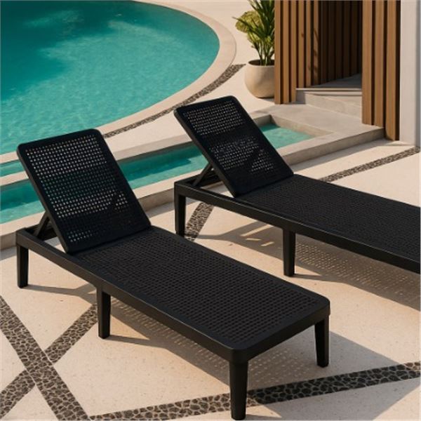 Group of 2 - BNIB Patioflare Outdoor Lounger, Black, RV: $360 CAD (PF11303)