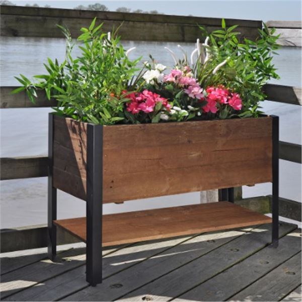 Group of 2 - BNIB Grapevine Raised Planter with Shelf, 37", RV: $339 CAD - Natural Brown (13032LU MO