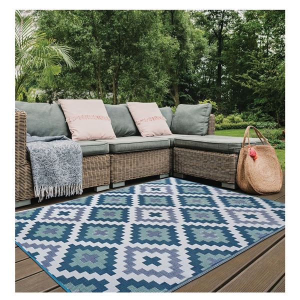 Outdoor Patio Rug Mat 6x9 Reversible & Waterproof - Random Colour and Pattern