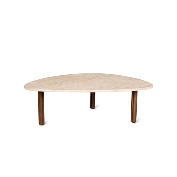 BNIB Sunday's - Better Together Coffee Table Small Beige Travertine/Walnut Stained Ash - 32 x 42 x 1