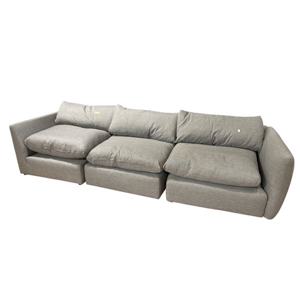New - Article 3-Pcs Gray Modular Sectional Sofa, H28" x W122" x 43" - without box