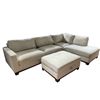 Image 1 : Modern Beige L-Shaped Sectional Sofa with Ottoman, H31" x W114" x 81" - without box