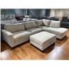 Image 2 : Modern Beige L-Shaped Sectional Sofa with Ottoman, H31" x W114" x 81" - without box