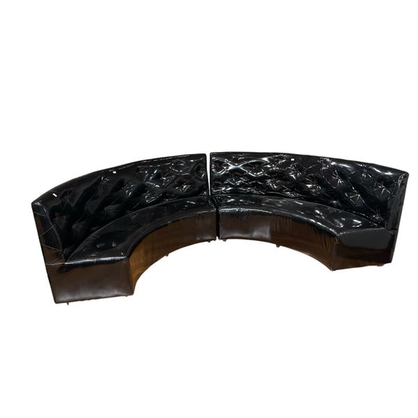 New - Modern Black Curved Tufted Sectional Sofa, Approx. H39" x W150" x 27" - without box