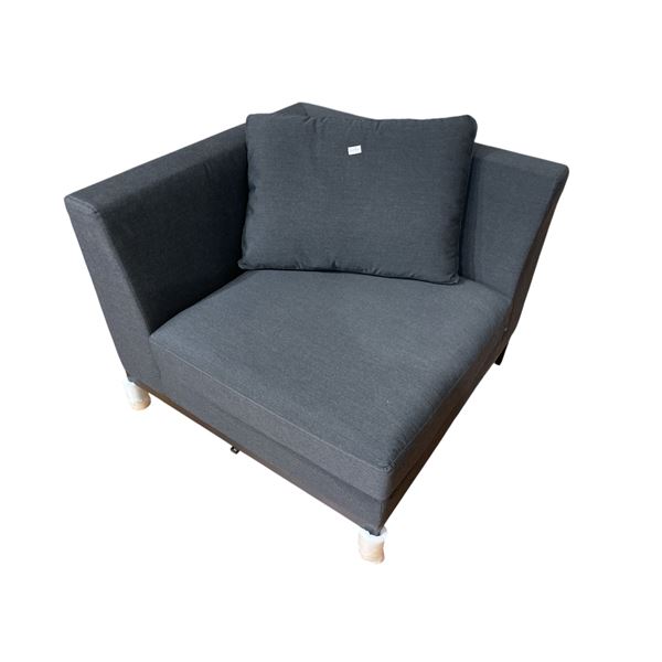 New - Modern Dark Gray Upholstered Outdoor Chair, H28" x 34" x 34" - without box