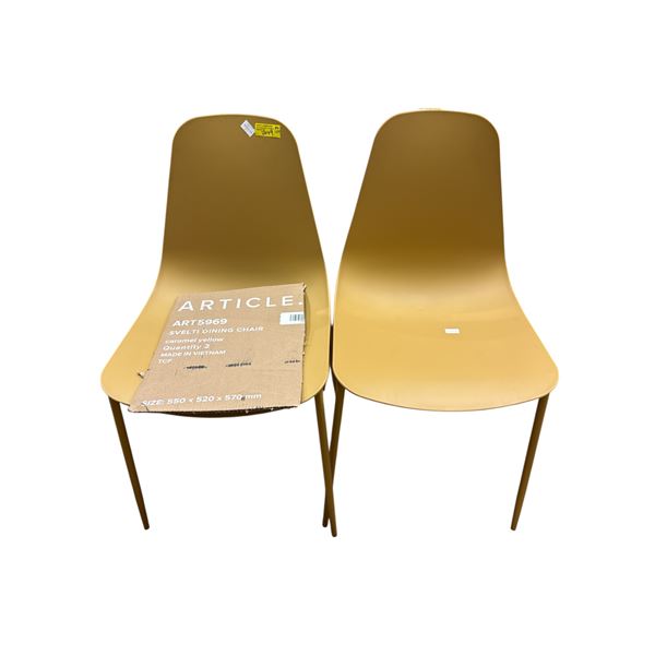 New - Article Set of 2 Svelti Dining Chair - Caramel Yellow, RV: $178 CAD