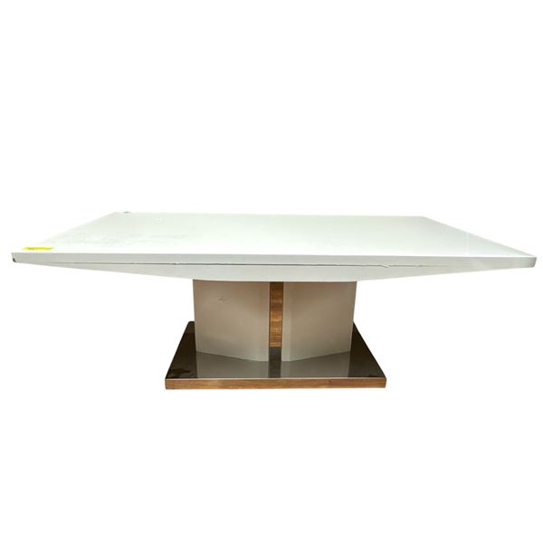 Rectangular Gloss White Coffee Table, H18" x 47" x 23.5" - minor scratches on the edge