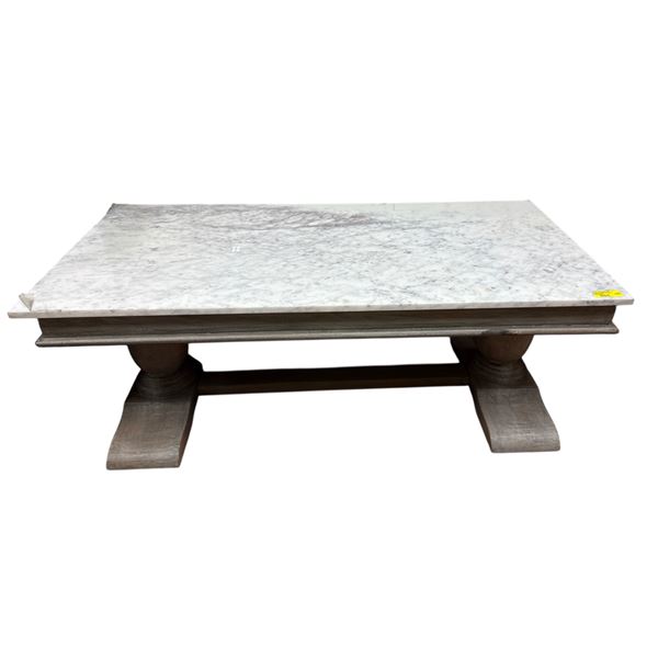 Modern Rectangular Marble-style Top Coffee Table, H18" x W49" x D24"