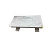 Image 2 : Modern Rectangular Marble-style Top Coffee Table, H18" x W49" x D24"