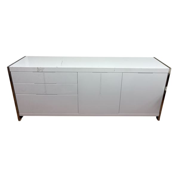 Modern White Sideboard Cabinet, H30.5 x W75" x D16.5"