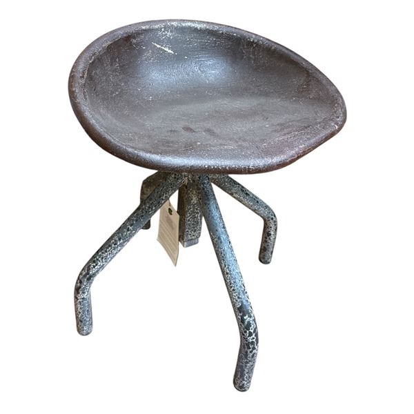 New - Metal Stool with Tractor Seat - Brown - H22" x W17.5" (EM-979)